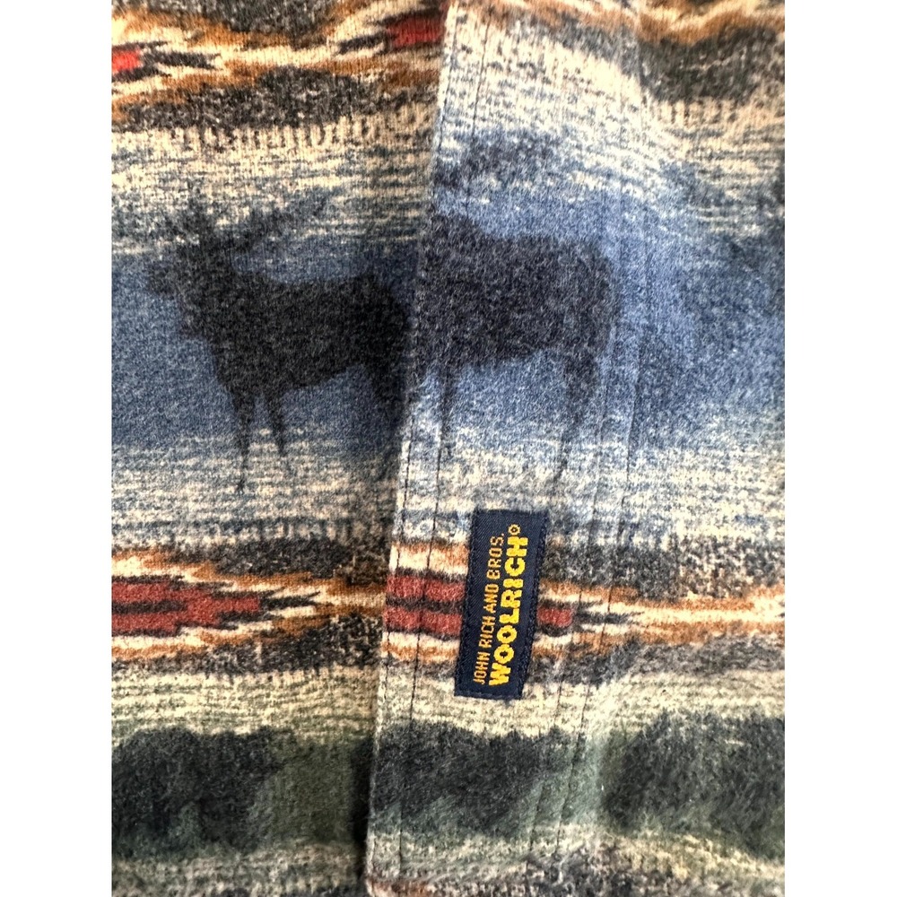 Woolrich‎ Shirt Mens Blue Green Long Sleeve Round Hem Classic Button-Up Collared - Picture 5 of 7